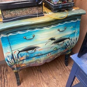 Hand painted underwater scene 2 dressers and  lamp